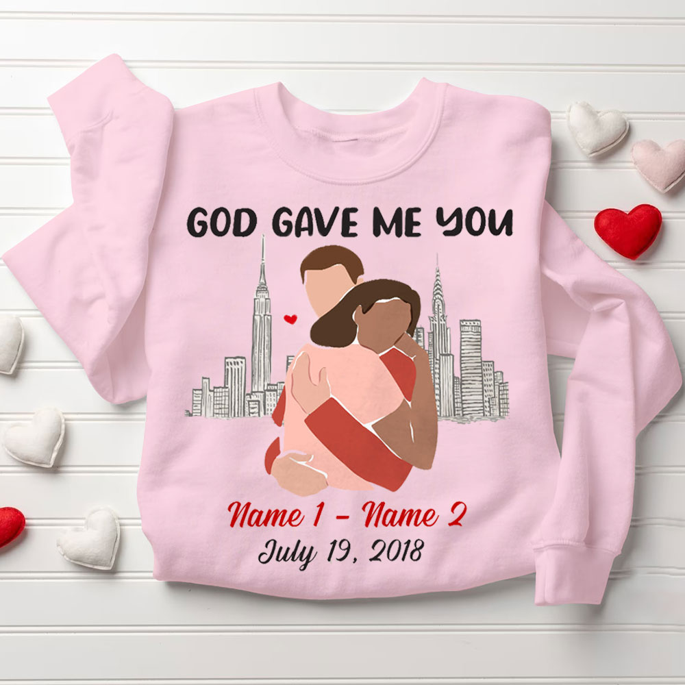 Personalized God Gave Me You Christian Couple Sweatshirt