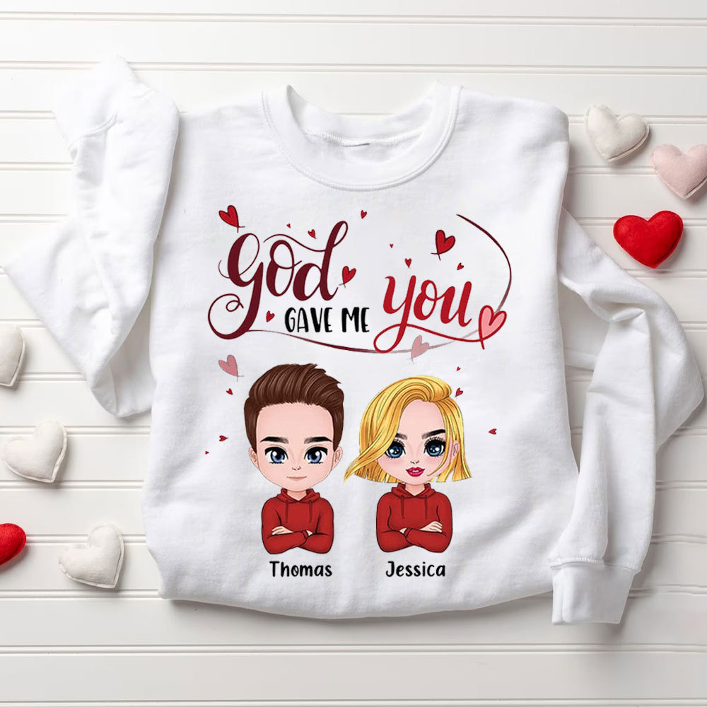 Personalized God Gave Me You Christian Couple Sweatshirt