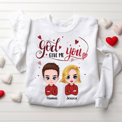 Personalized God Gave Me You Christian Couple Sweatshirt