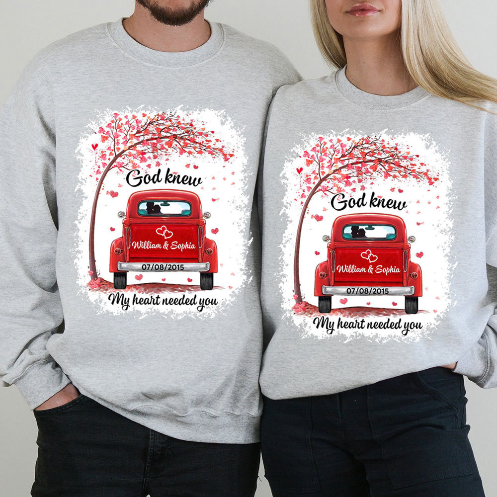 Personalized God Know My Heart Needed You Christian Couple Sweatshirt