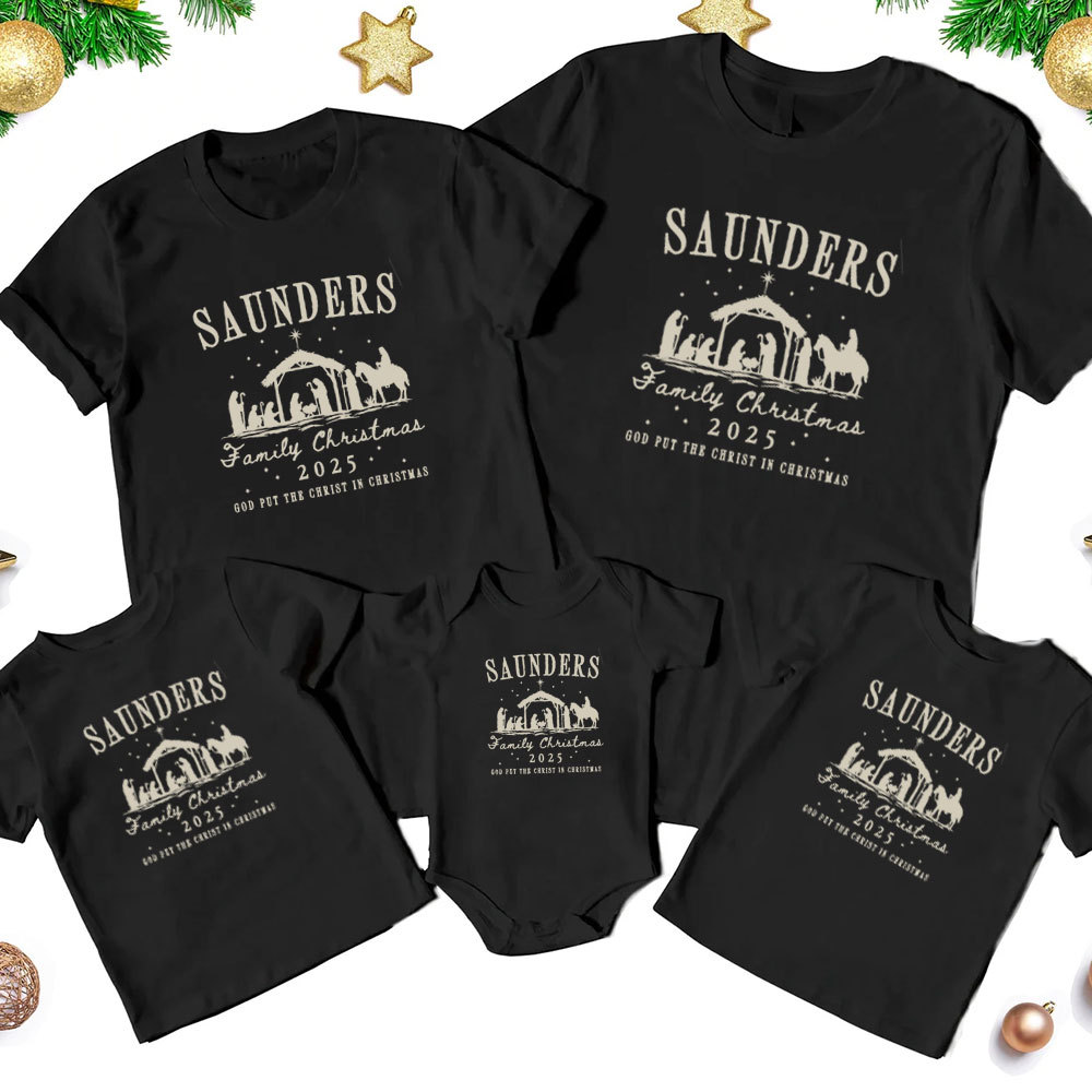 Personalized God Put The Christ In Christmas Christmas Family Matching Shirts