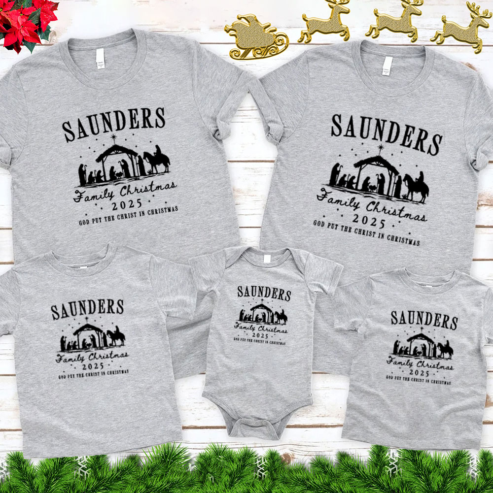 Personalized God Put The Christ In Christmas Christmas Family Matching Shirts