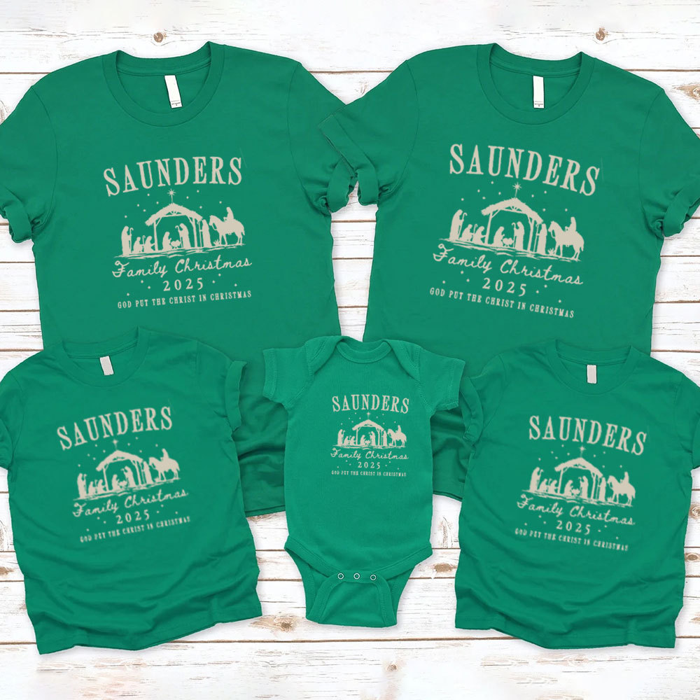 Personalized God Put The Christ In Christmas Christmas Family Matching Shirts
