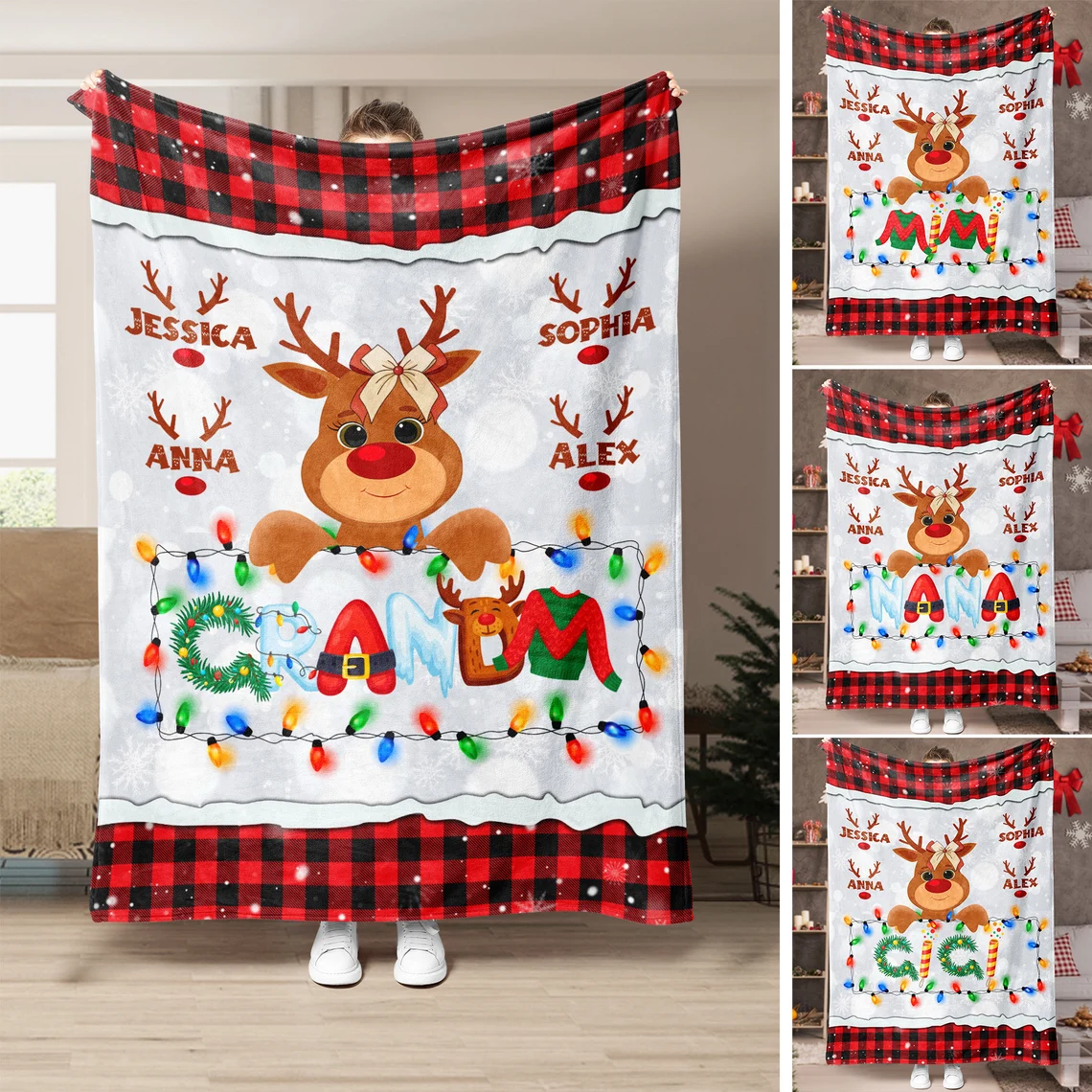 Personalized Reindeer Blanket Blanket 