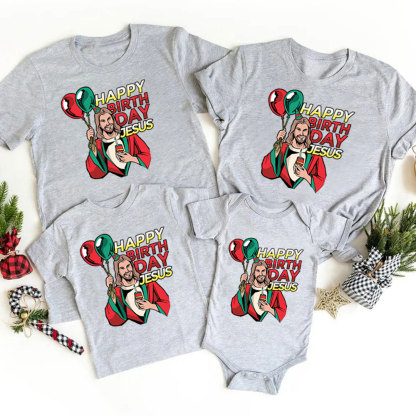 Personalized Happy Birthday Jesus Christmas Family Matching Shirts