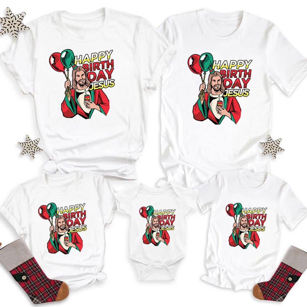 Personalized Happy Birthday Jesus Christmas Family Matching Shirts