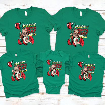 Personalized Happy Birthday Jesus Christmas Family Matching Shirts