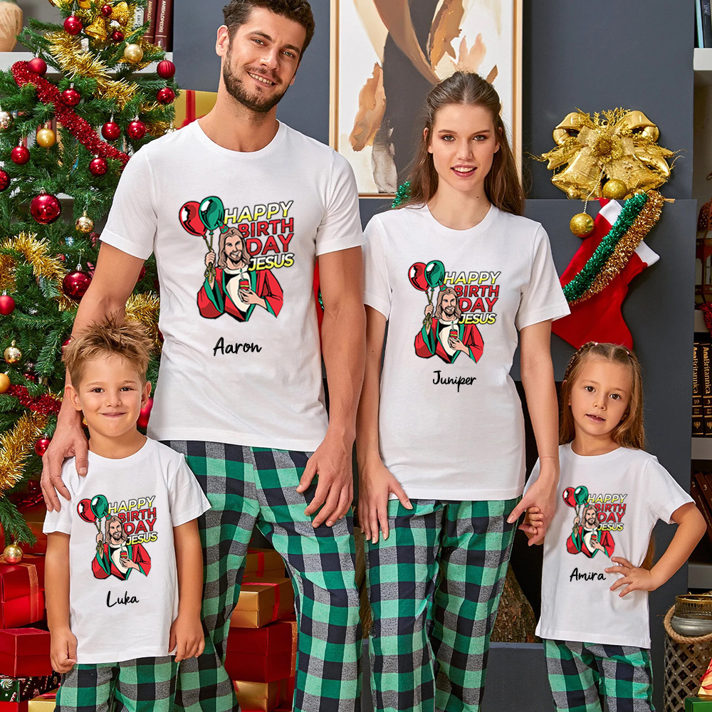 Personalized Happy Birthday Jesus Christmas Family Matching Shirts