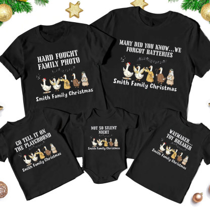 Personalized Hard Fought Family Photo Christmas Family Matching Shirts