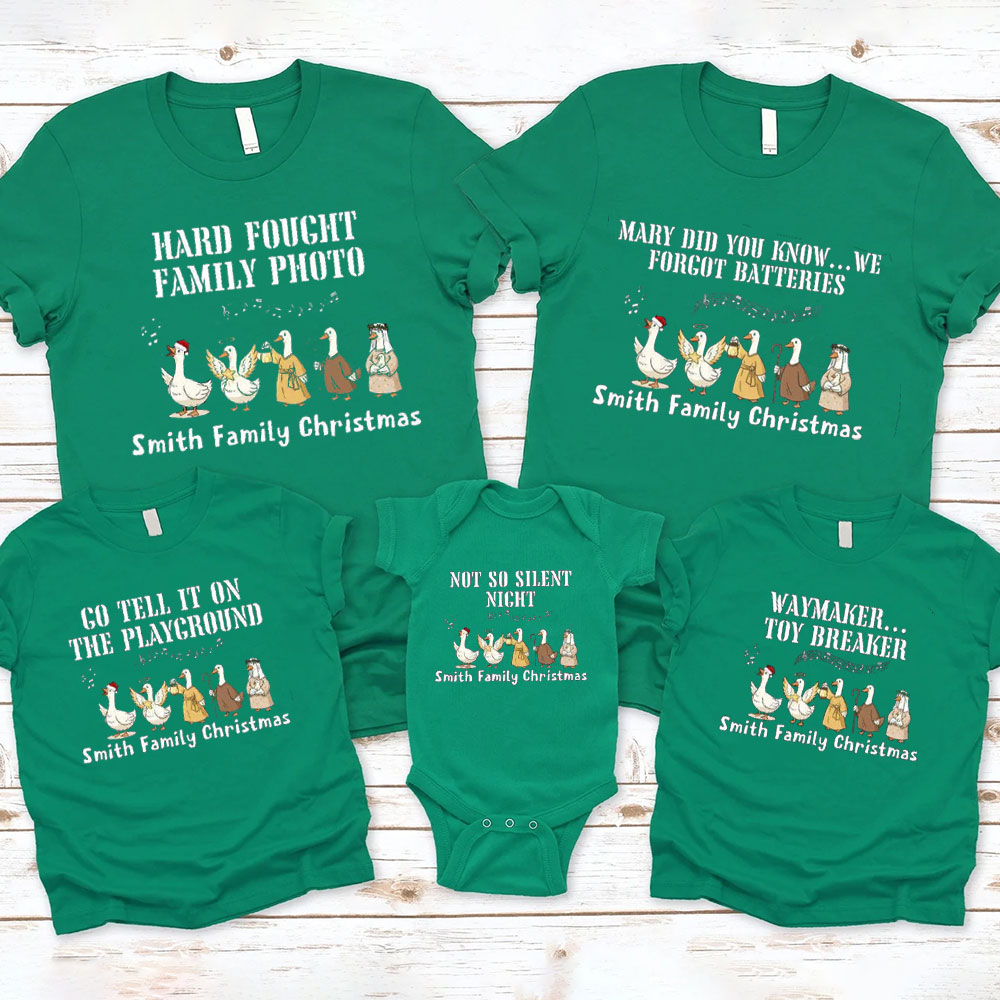 Personalized Hard Fought Family Photo Christmas Family Matching Shirts