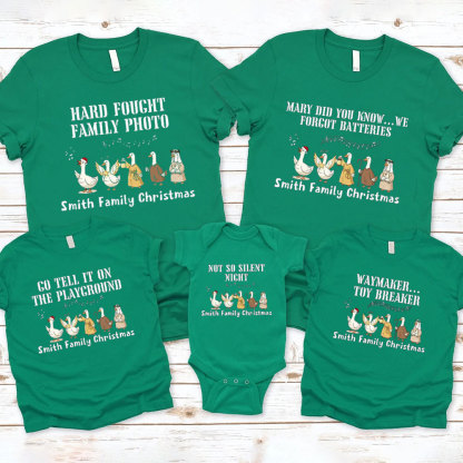 Personalized Hard Fought Family Photo Christmas Family Matching Shirts