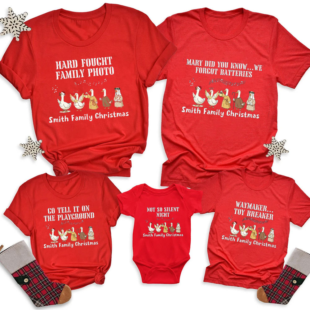 Personalized Hard Fought Family Photo Christmas Family Matching Shirts