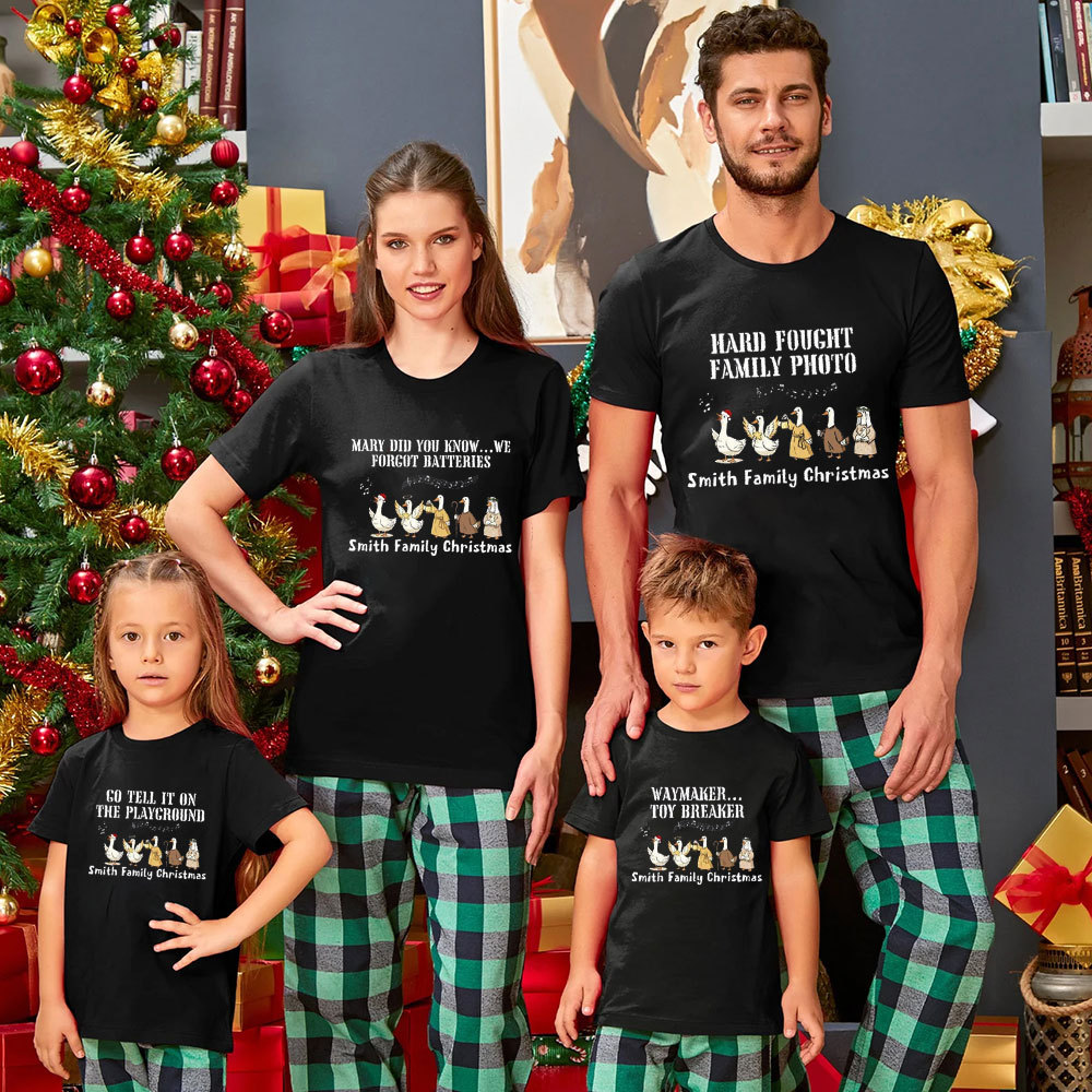 Personalized Hard Fought Family Photo Christmas Family Matching Shirts