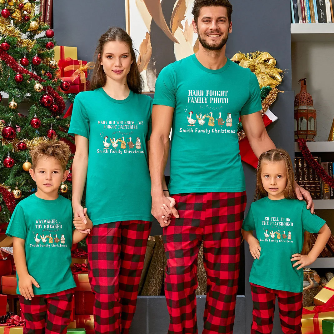 Personalized Hard Fought Family Photo Christmas Family Matching Shirts