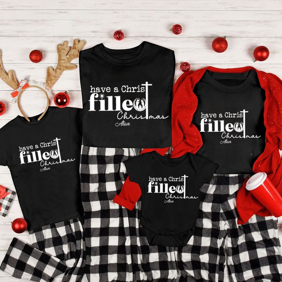 Personalized Have A Christ Filled Christmas Family Matching Shirts