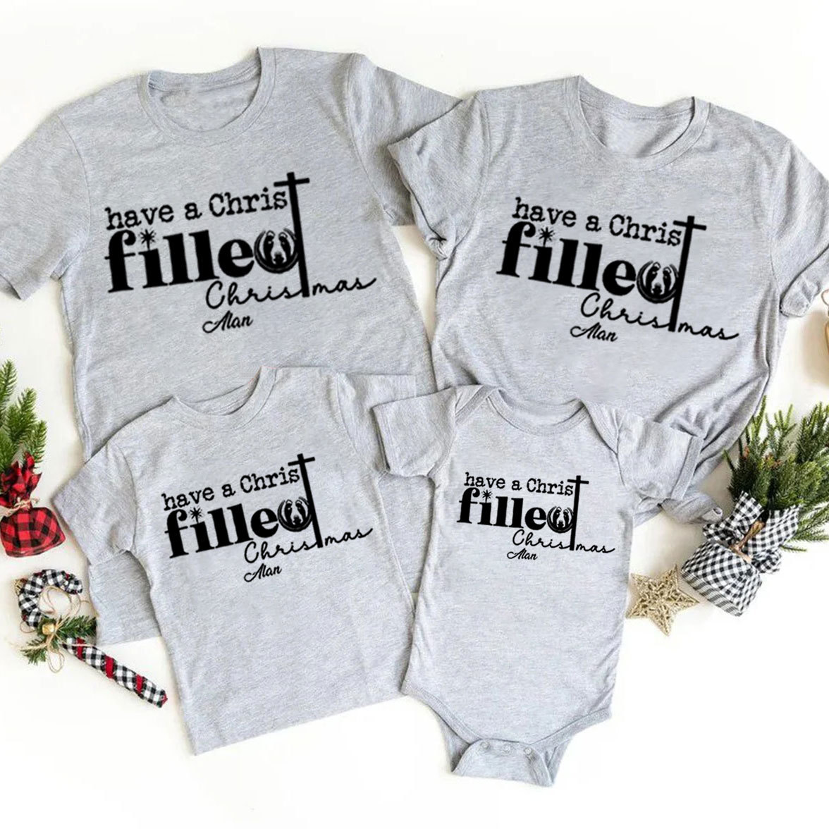 Personalized Have A Christ Filled Christmas Family Matching Shirts