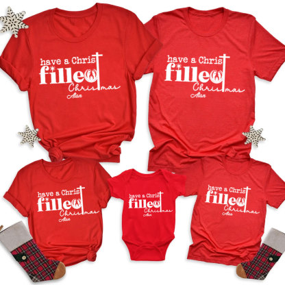 Personalized Have A Christ Filled Christmas Family Matching Shirts