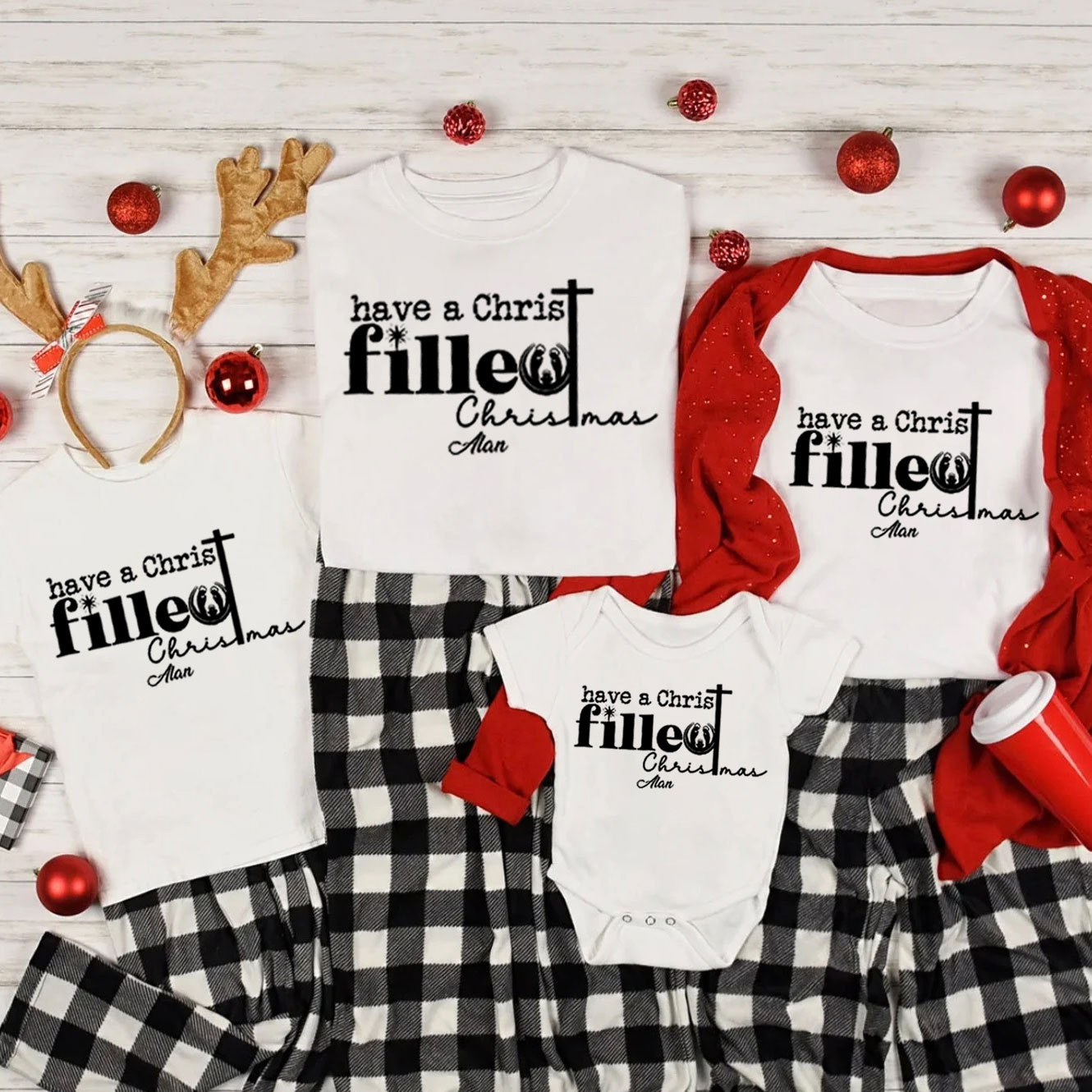 Personalized Have A Christ Filled Christmas Family Matching Shirts