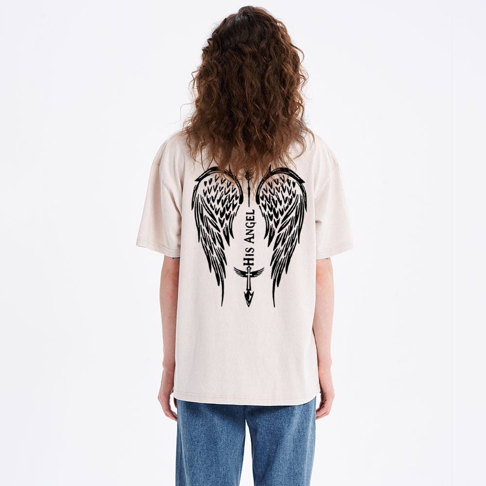 Personalized Her Guardian His Angel Christian Couple Washed T-Shirt