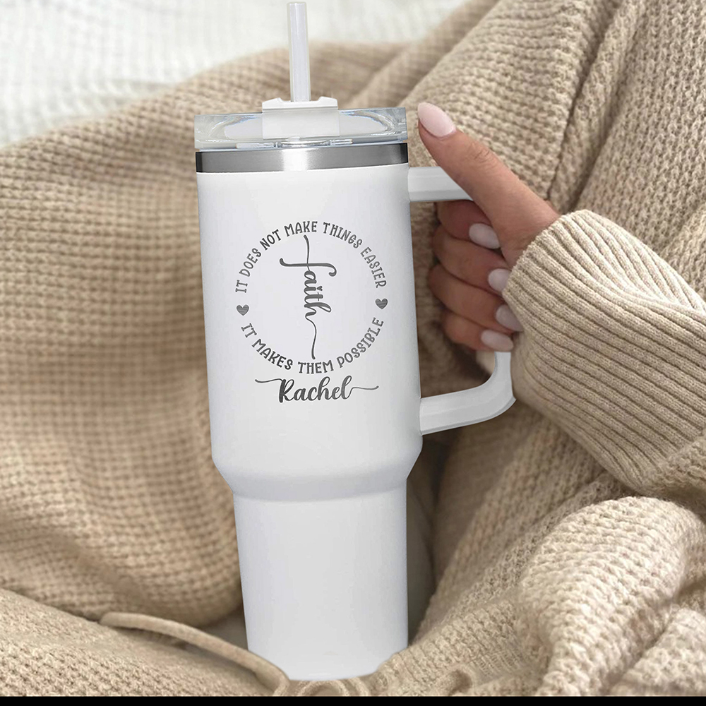 Personalized Faith It Does Not Make Things Easter It Makes Them Possible Christian 40OZ Tumbler