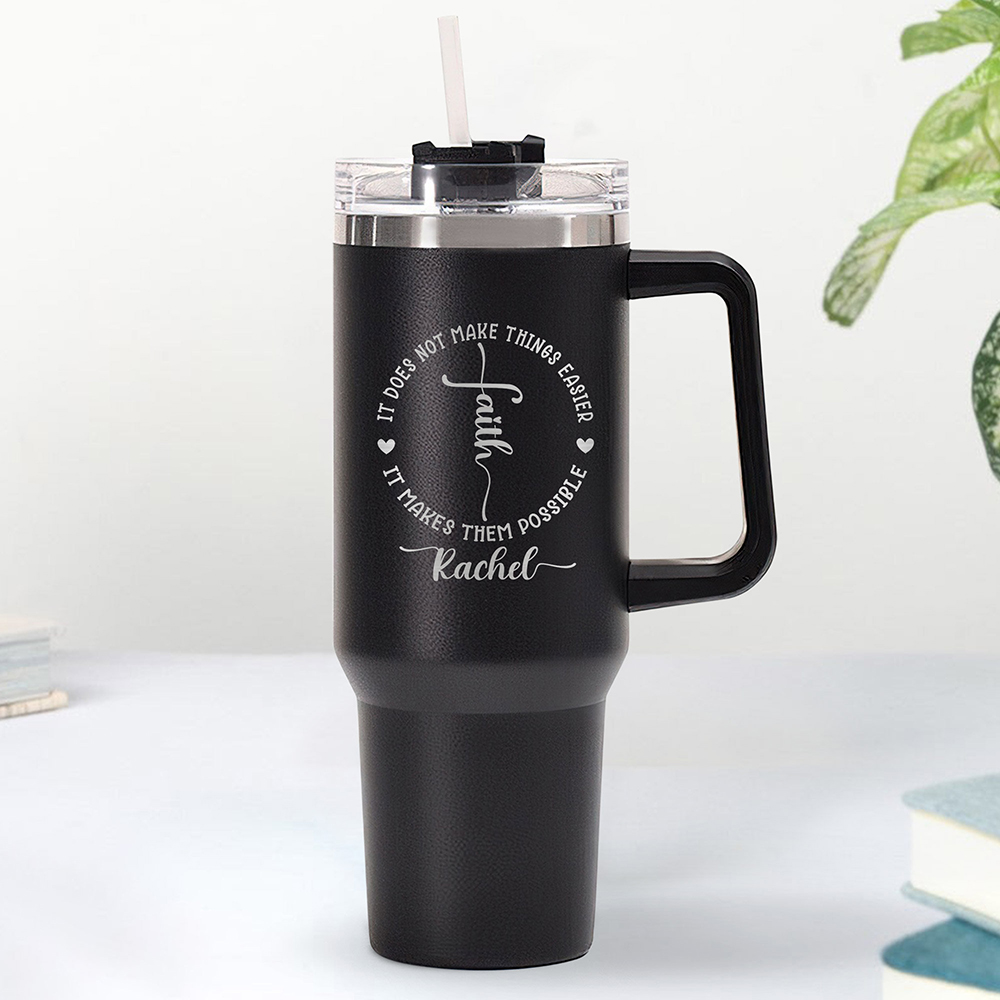 Personalized Faith It Does Not Make Things Easter It Makes Them Possible Christian 40OZ Tumbler
