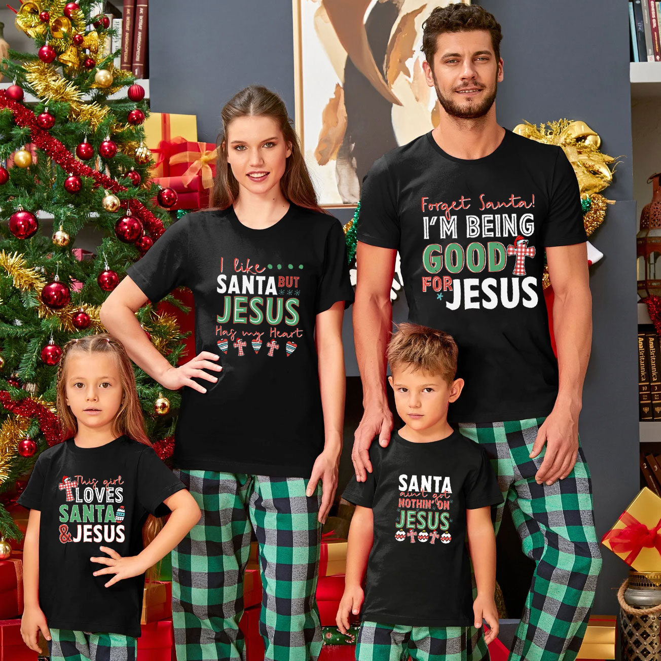 Personalized Jesus Christian Christmas Family Matching Shirts
