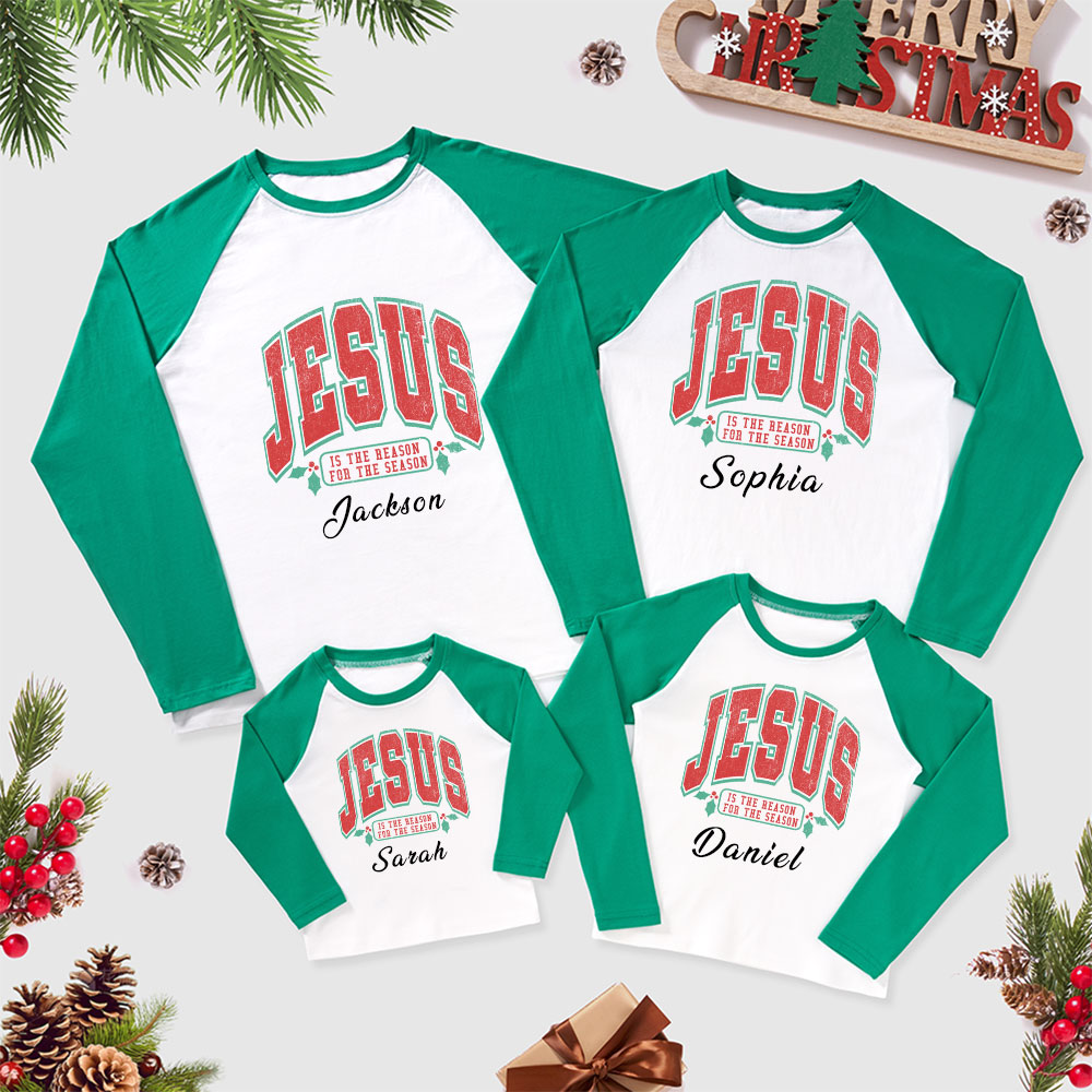 Personalized Christmas LettSample Christmas Family Raglan Long Sleeve 