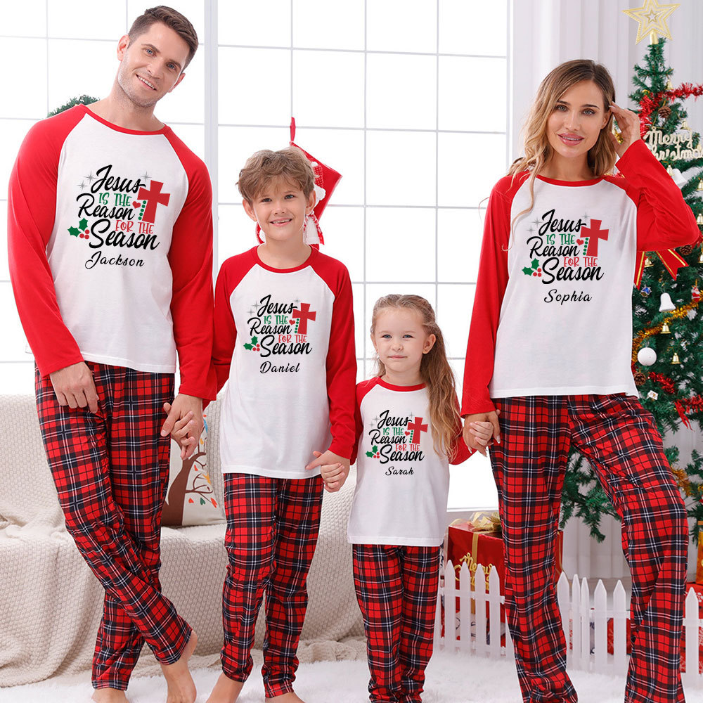 Personalized Jesus Is Reason  For Season Family Raglan Long Sleeve T-Shirt