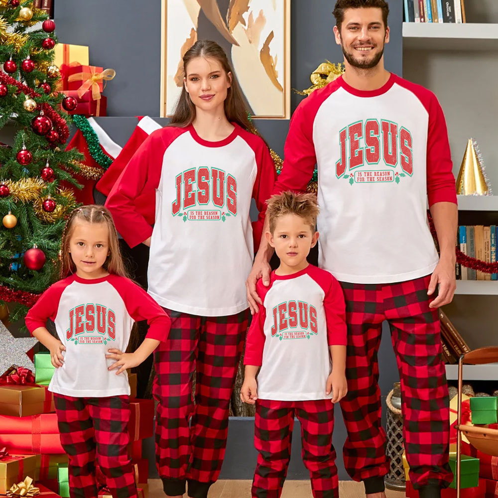 Personalized Jesus Is Reason  For Season Family Raglan Long Sleeve T-Shirt