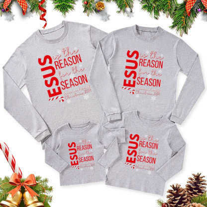 Personalized Jesus Is The Reason Christmas Family Matching Long Sleeve T-Shirt