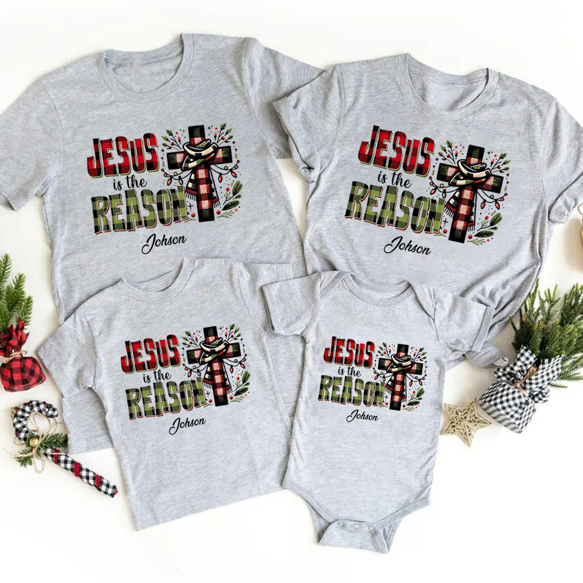 Personalized Jesus Is The Reason Christmas Family Matching Shirts 