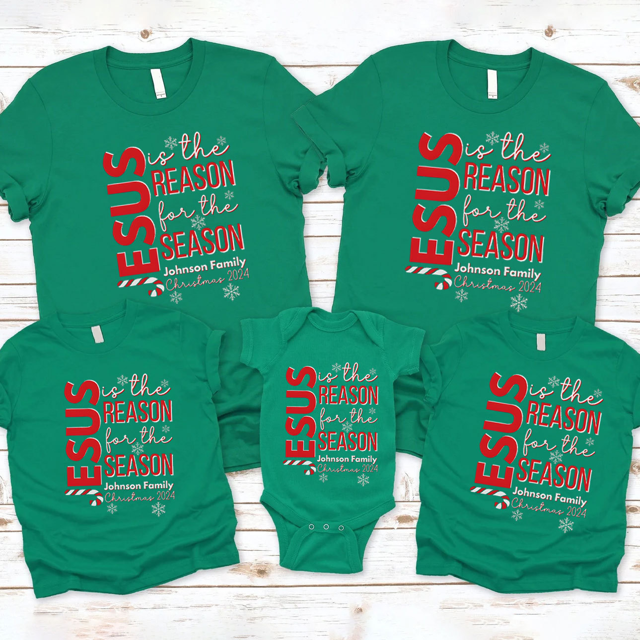 Personalized Jesus Is The Reason Christmas Family Matching Shirts