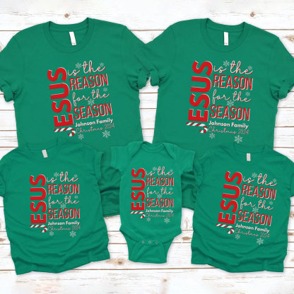 Personalized Jesus Is The Reason Christmas Family Matching Shirts