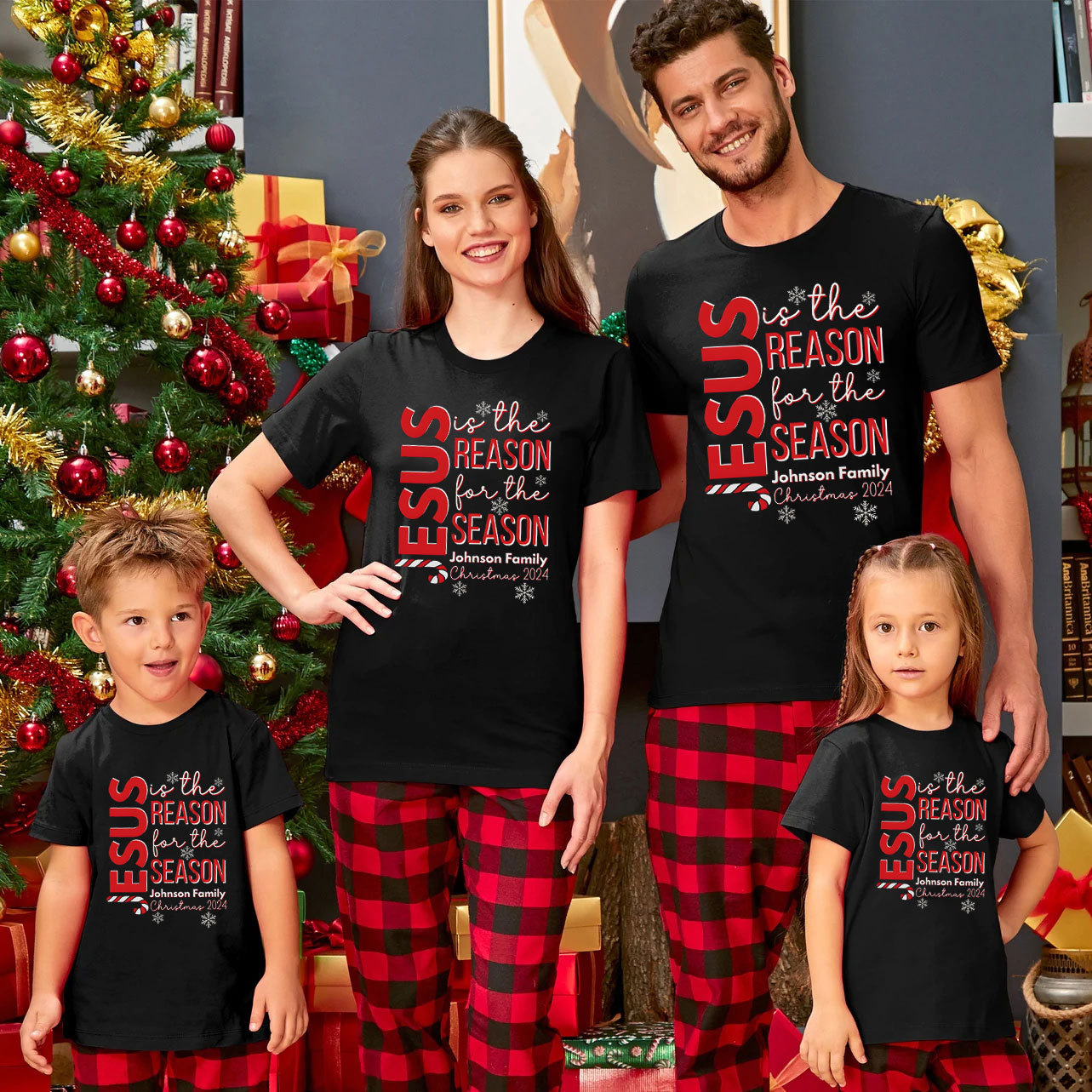 Personalized Jesus Is The Reason Christmas Family Matching Shirts