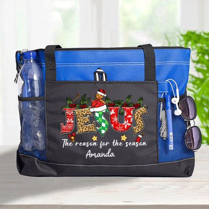 Personalized Jesus Is The Reason For The Season Christian Christmas Tote Bag