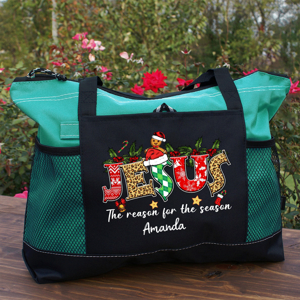Personalized Jesus Is The Reason For The Season Christian Christmas Tote Bag