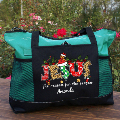 Personalized Jesus Is The Reason For The Season Christian Christmas Tote Bag