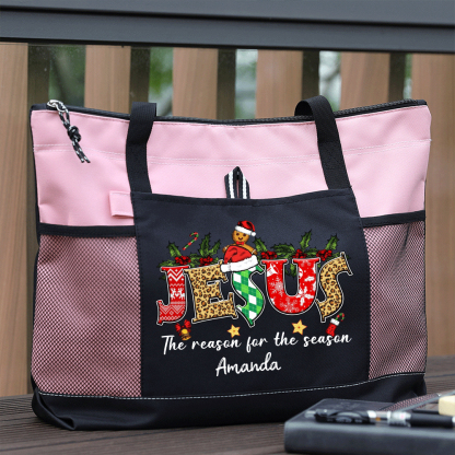 Personalized Jesus Is The Reason For The Season Christian Christmas Tote Bag