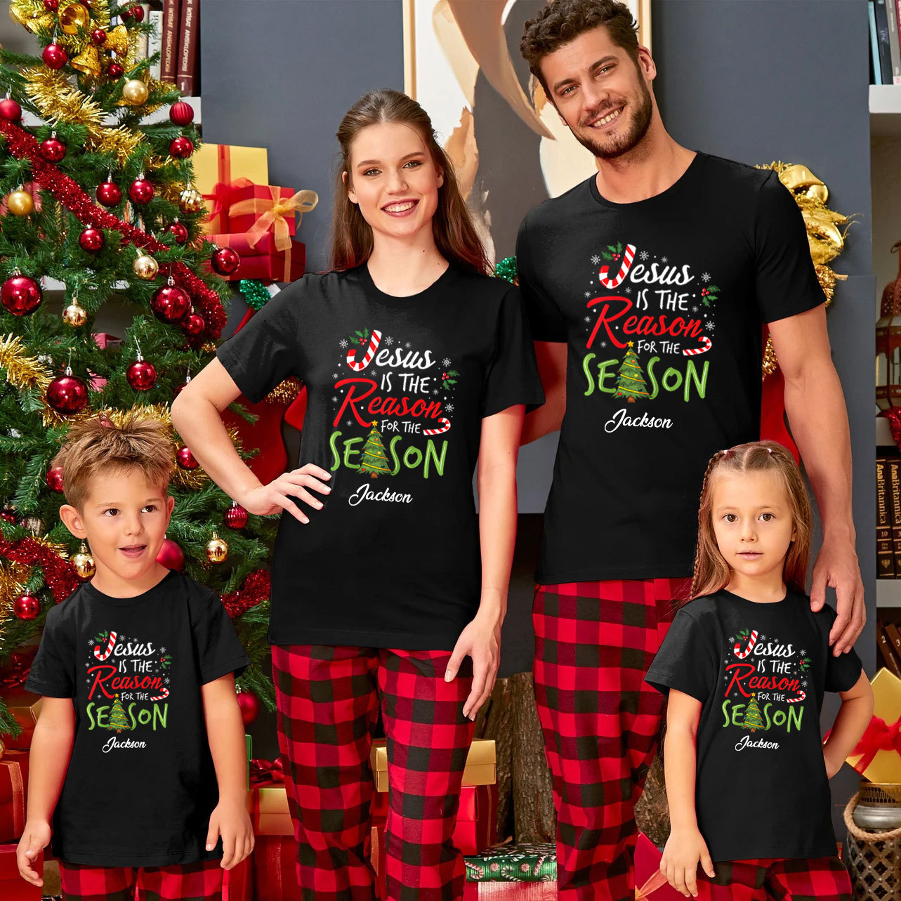 Personalized Jesus Is The Reason For The Season Christian Family Matching Shirts 