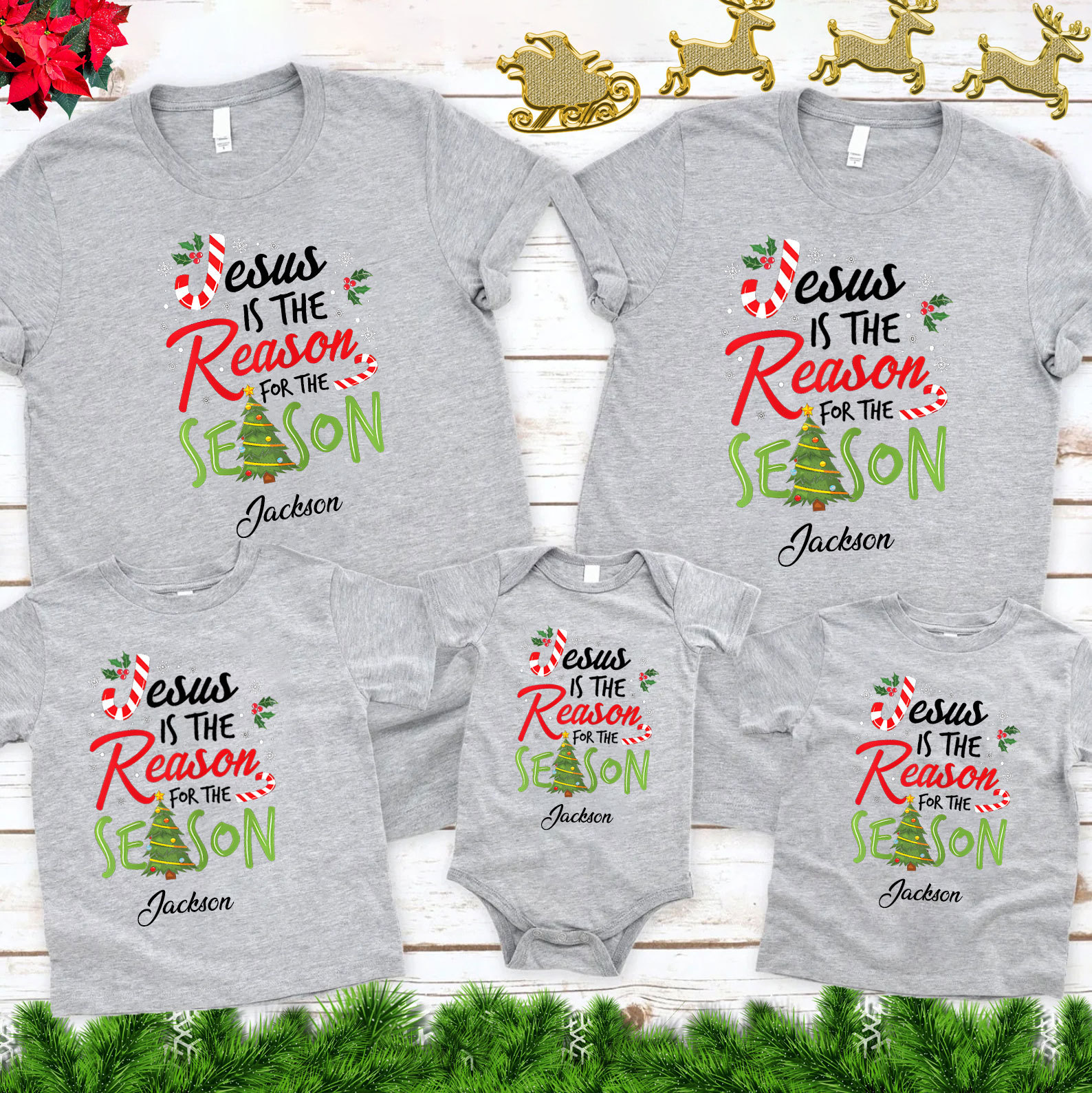 Personalized Christmas Crew Birth Christian Family Matching Shirts  Sale - GuidingCross