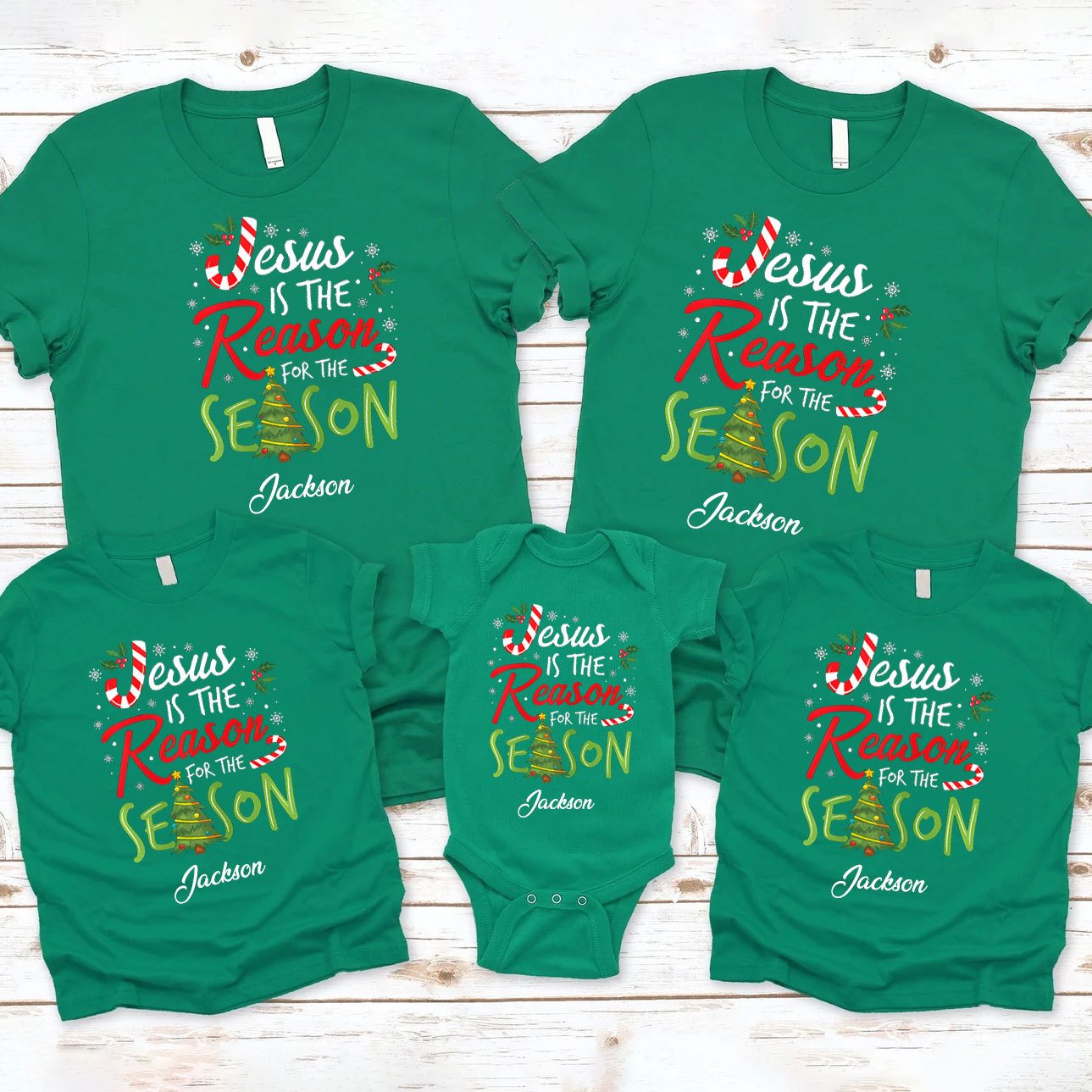 Personalized Jesus Is The Reason For The Season Christian Family Matching Shirts 