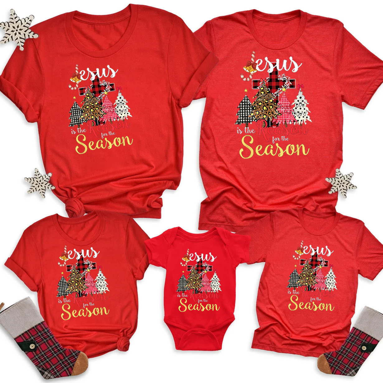 Personalized Jesus Is The Reason For The Season Christian Family Matching Shirts