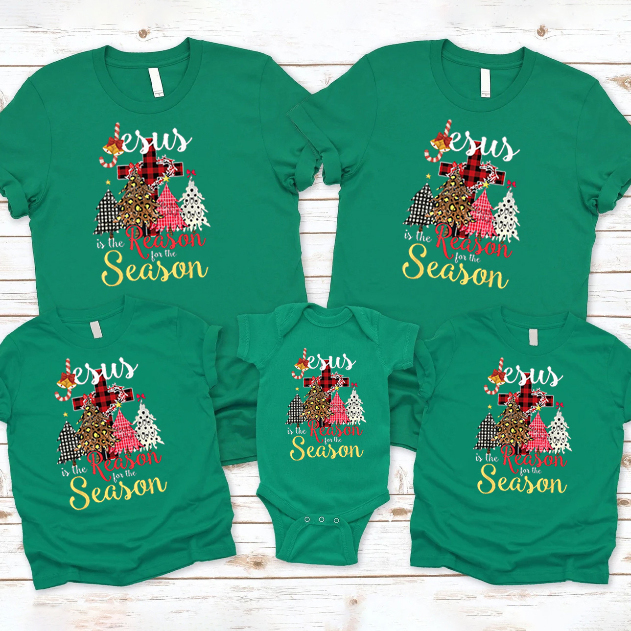 Personalized Jesus Is The Reason For The Season Christian Family Matching Shirts