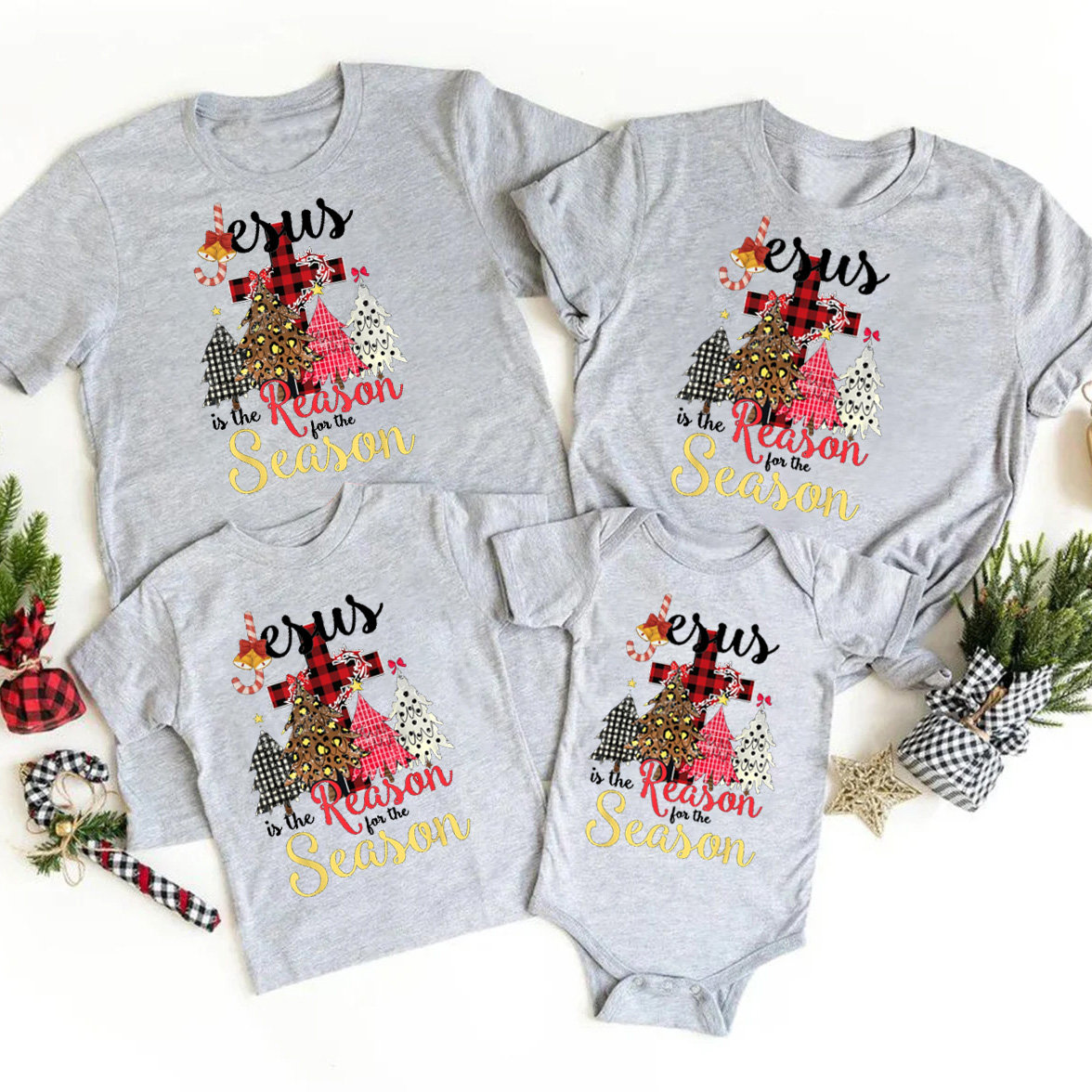 Personalized Jesus Is The Reason For The Season Christian Family Matching Shirts