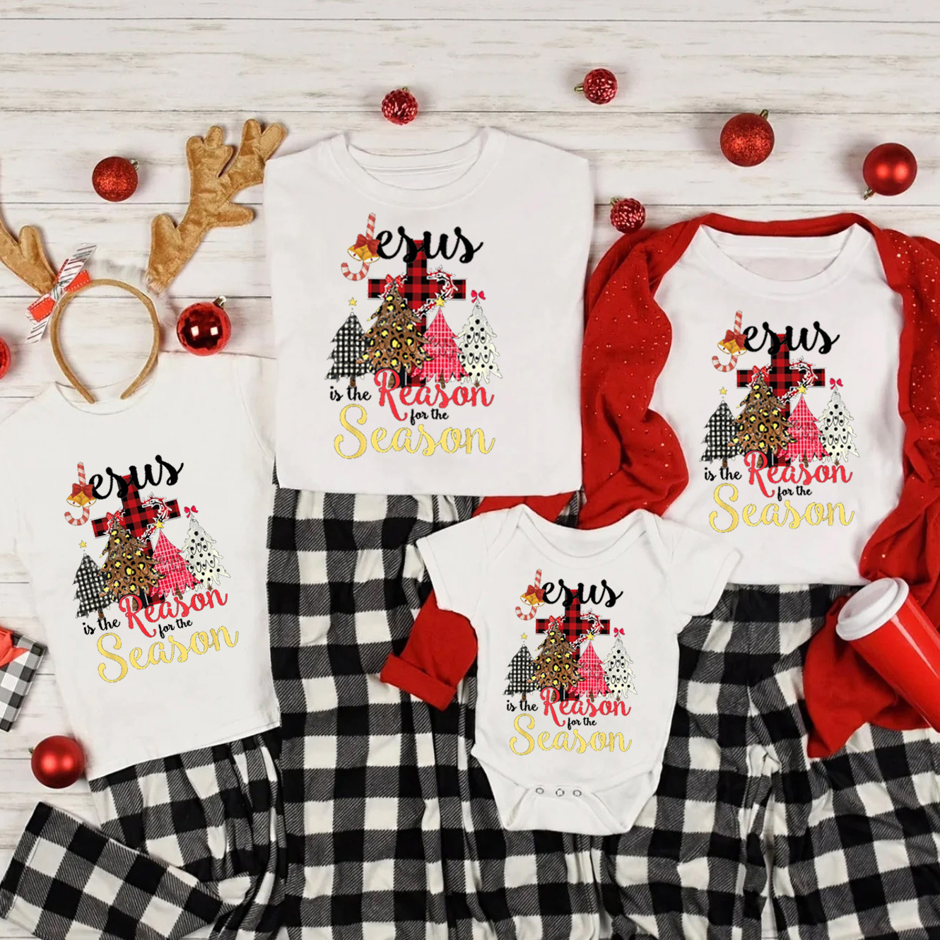 Personalized Jesus Is The Reason For The Season Christian Family Matching Shirts