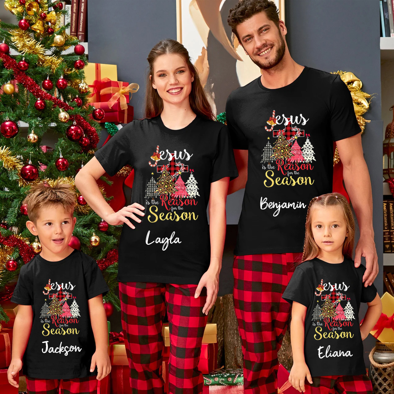 Personalized Jesus Is The Reason For The Season Christian Family Matching Shirts