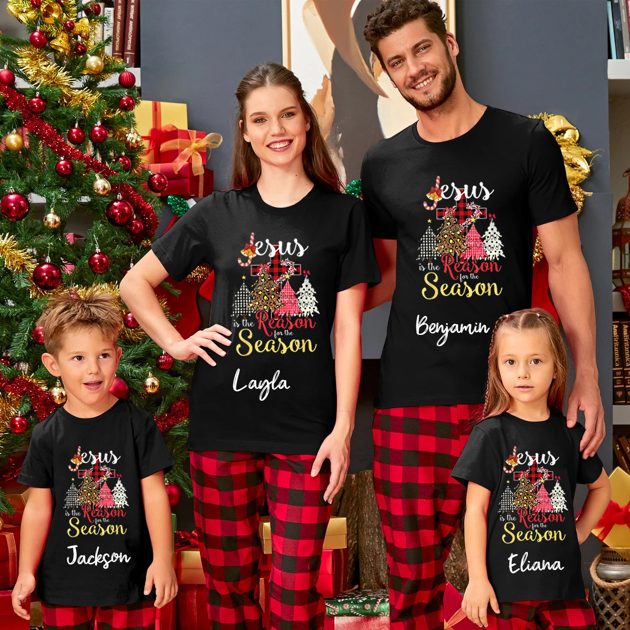 Personalized Jesus Is The Reason For The Season Christian Family Matching Shirts