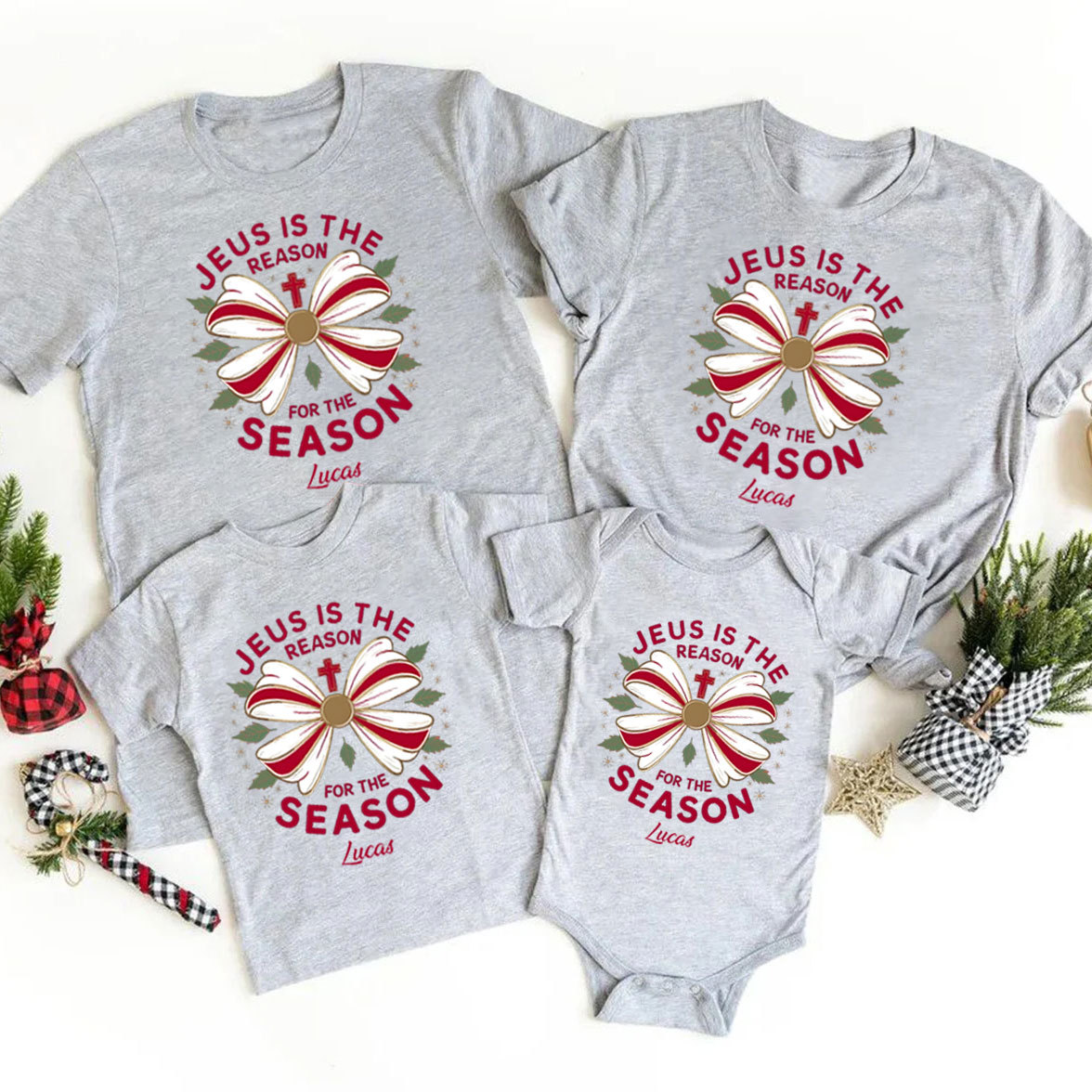 Personalized Jesus Is The Reason For The Season Christmas Family Matching Shirts