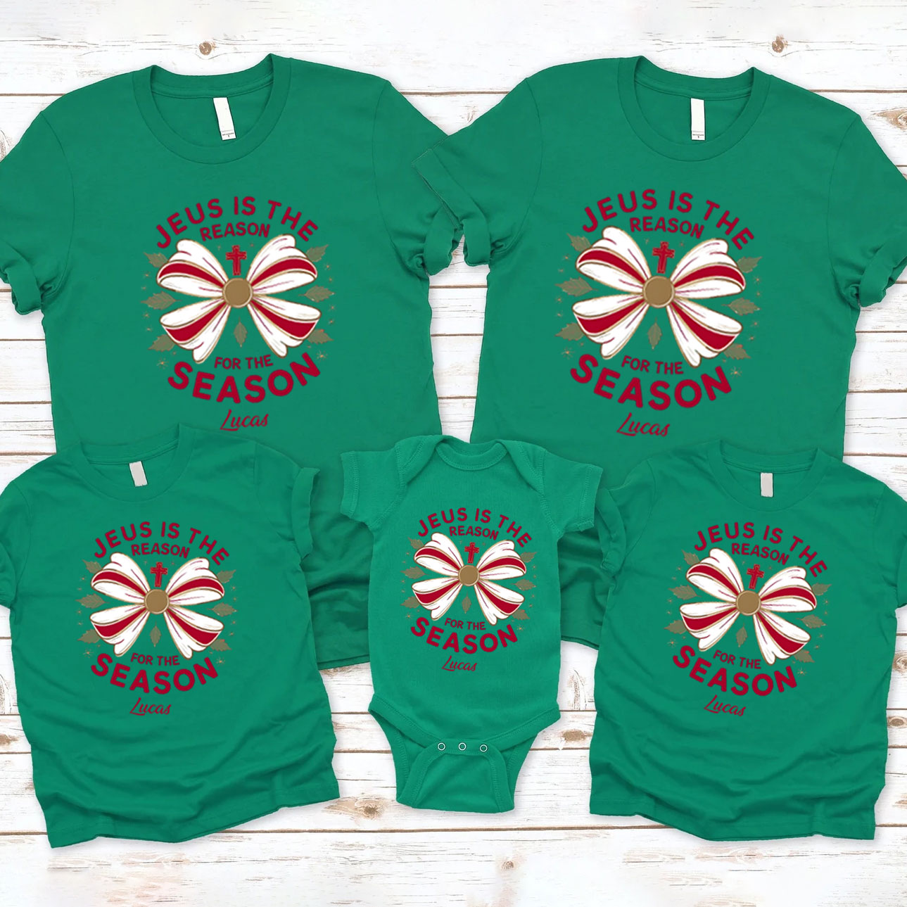 Personalized Jesus Is The Reason For The Season Christmas Family Matching Shirts