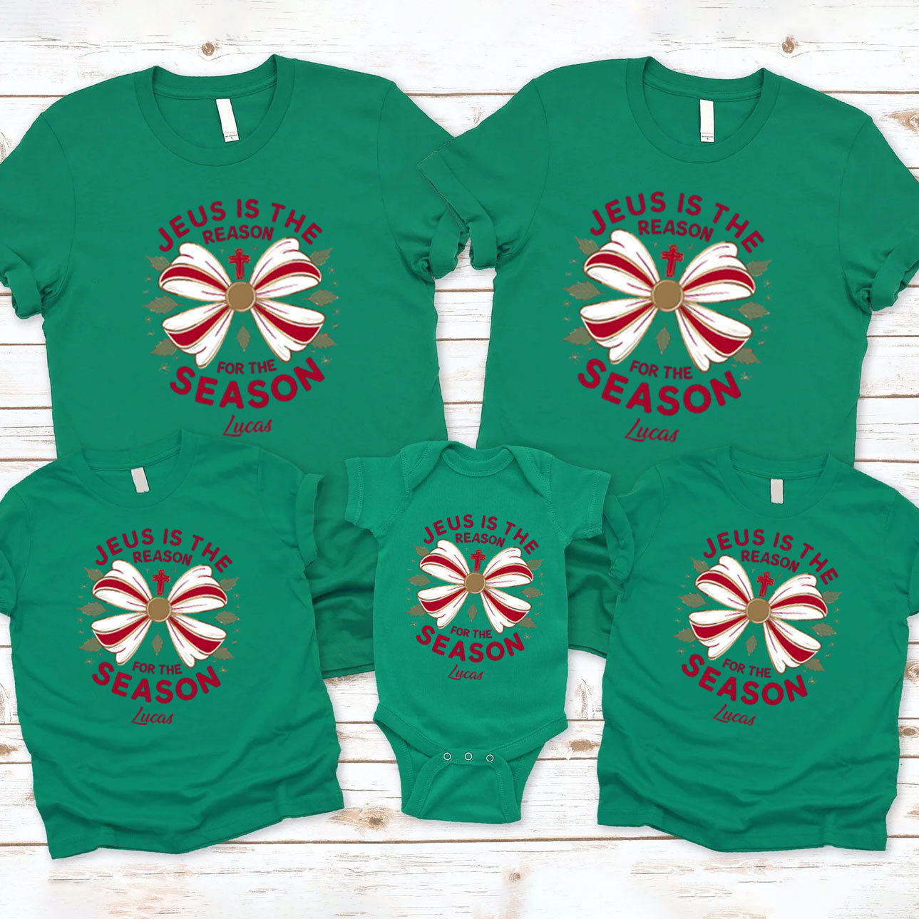 Personalized Jesus Is The Reason For The Season Christmas Family Matching Shirts